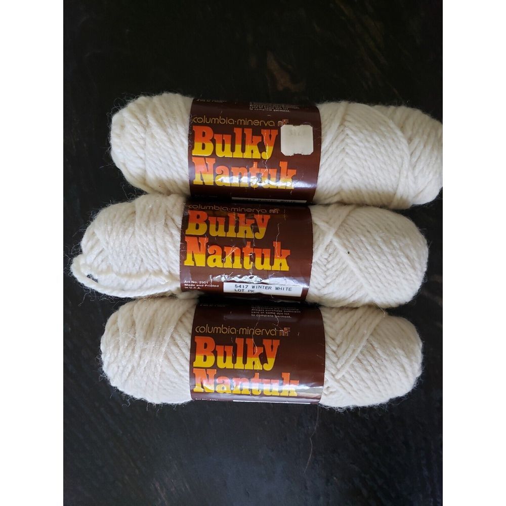 Three Vtg Columbia Minerva Bulky Nantuk‎ Winter White Orion Acrylic Yarn 2oz X3